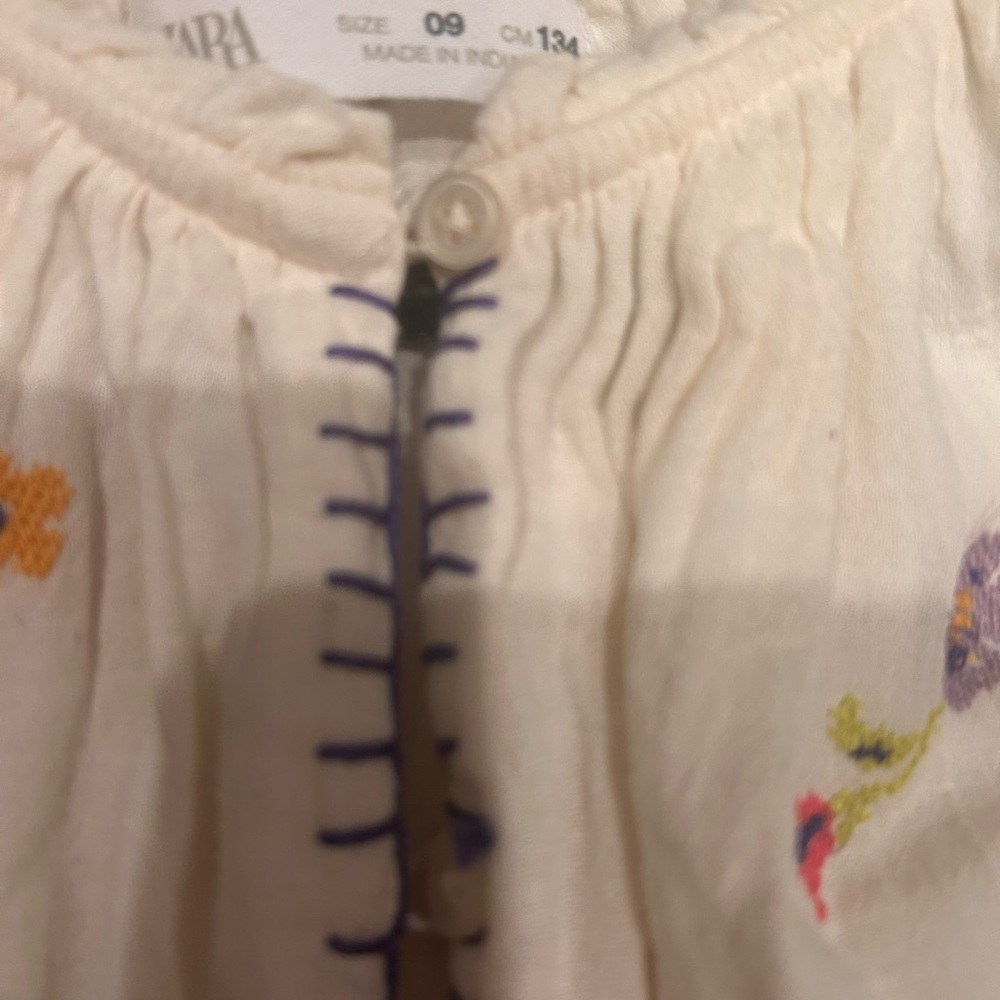 Girls Zara white Floral Boho Embroidered Kids Dress  size 9 cottagecore - Picture 4 of 4